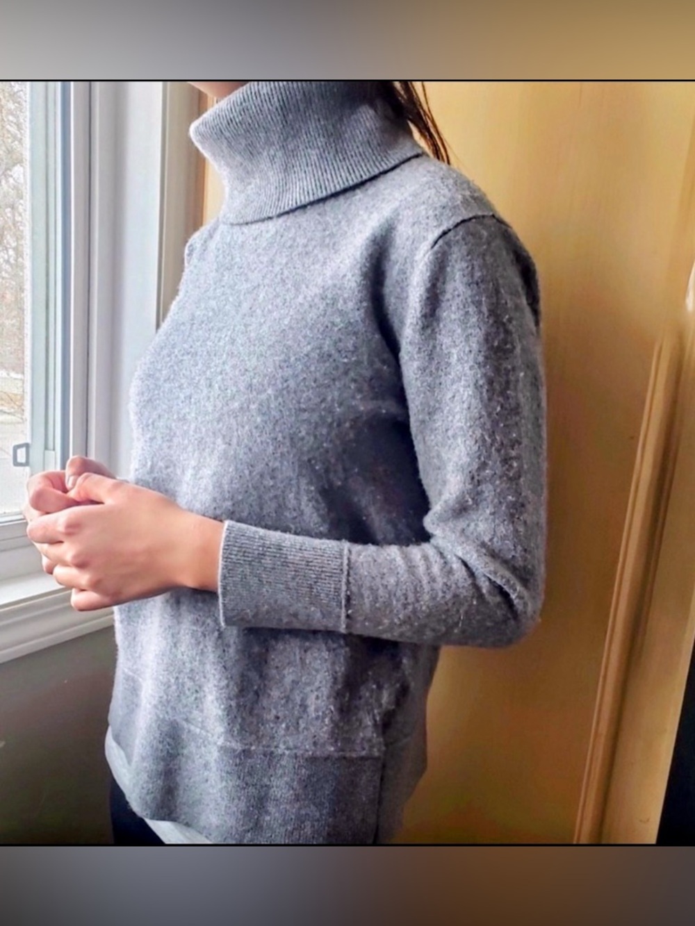 LNWOT - Bleu Gray Merino Wool & Cashmere Blend Turtleneck Sweater size Large